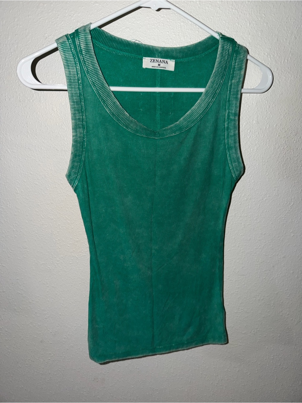 Zenana Outfitters Teal-Green Ribbed Tank Top -Women's Sleeveless Scoop Neck NWOT